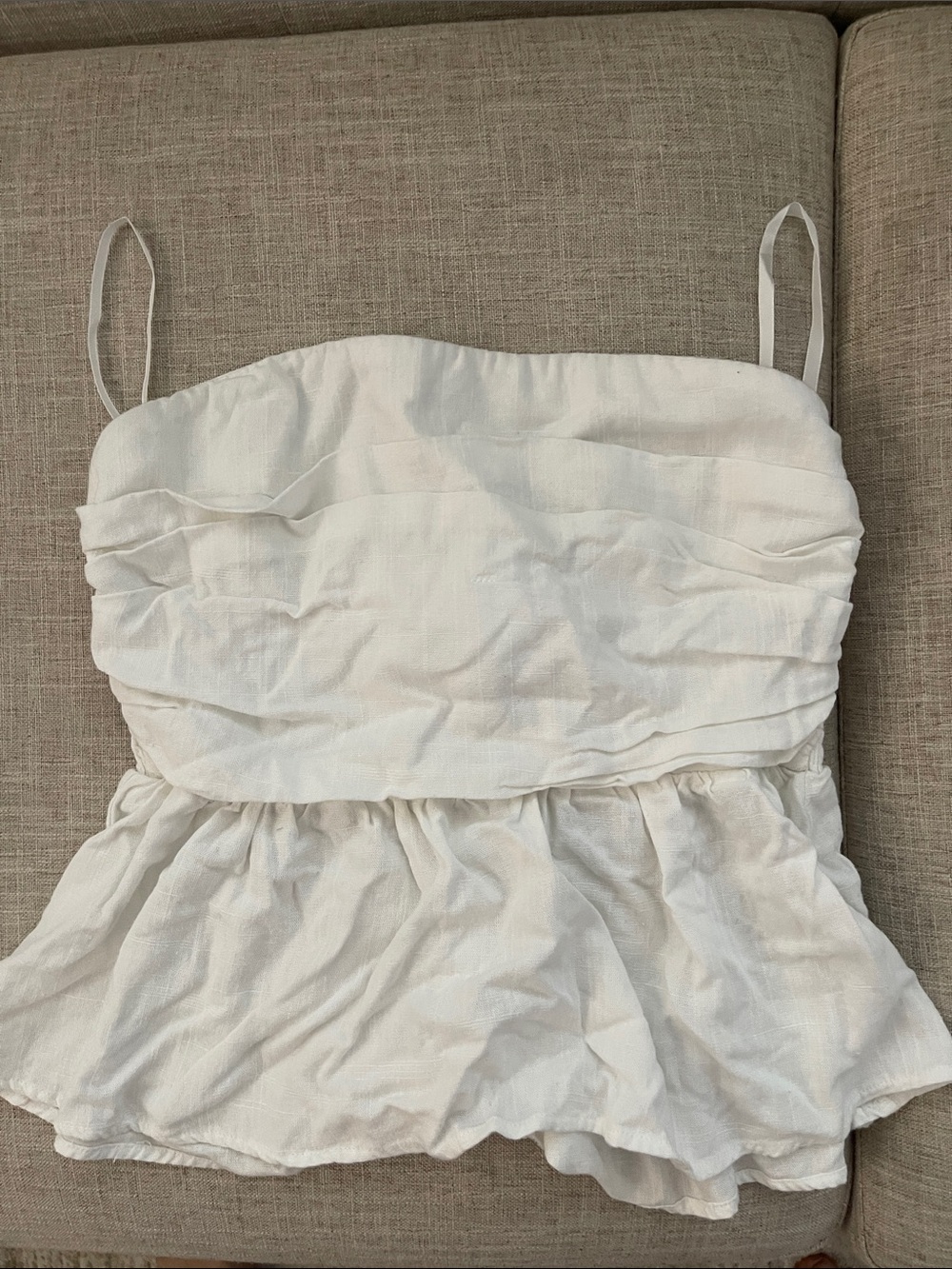 Petal & Pup White Tiered Ruffle Spaghetti Strap Top